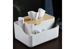 China Fashionable Bamboo Cover Plastic Tissue Box With Lid Household Use supplier