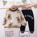 100CM Boys Cotton Cashmere Two Piece Set Autumn Winter Teddy Bear Sweatshirt for sale