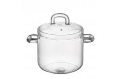 China Customized 700ml Handmade Borosilicate Saucepan Glass Pot supplier