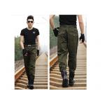 Anti - Friction Army Green Skinny Cargo Pants Long Style With 2 Tactical Pockets for sale