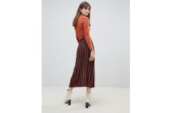 China custom made girls fashion contrast buttons stripe midi skirt supplier