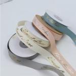 Customized Grey Shiny 3D Foil Printing Polyester Grosgrain Ribbon for Gift Packaging for sale