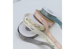 China Customized Grey Shiny 3D Foil Printing Polyester Grosgrain Ribbon for Gift Packaging supplier