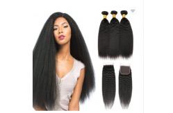 China Yaki Straight 100 Virgin Brazilian Hair Bundles With Closure 24 Inch supplier