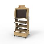 Light Duty Wooden Display Stand Serum Set Display Rack Wood With Casters for sale