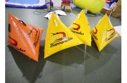 China Triathlon Race 1.2m Yellow Triangle Inflatable Marker Buoy With Logo supplier