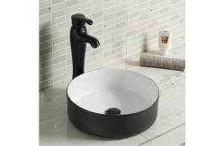 China Ceramic Round Matte Black Bathroom Vessel Sink supplier