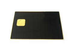 China Shiny Gold Black Metal Membership Card Printing With Chip supplier