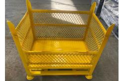 China Rigid Mesh Stackable Steel Stillages Warehouse Cage Trolley With Wheels supplier