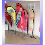 Fiberglass Poles Stainless Steel Base Flying Banner Teardrop / Feather / Square Beach Flag for sale