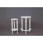 White Nesting Soild Wooden Sofa End Tables MDF For Saving Space Balcony