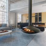 Indoor Custom Wood Burning Fire Pits Carbon Iron Suspended From Ceiling for sale