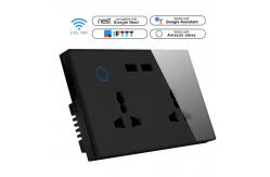 China 2200W Glass Wall Socket 15A Touch Socket Switch Double APP Control supplier