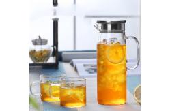 China Heat Resistant Beverage Glass Water Pitcher Durable High With Bamboo Lid supplier