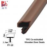 TPE Co-Extruded Wooden Door Rubber Seal Strips Weatherstrips Teak Wood Color for sale