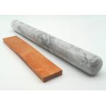 Grey Solid Marble Rolling Pin 39 x 4cm Moisture Resistant With Wood Base