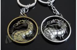 China Dragon Designed Zinc Alloy Metal Key Chains Metal Keyrings Antique Gold Silver Plating supplier