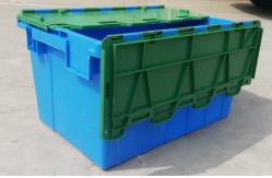 China Customization 35kg Loading Plastic Tote Box Attached Lid Container Stacking Nesting supplier