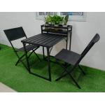 Plastic Steel Garden Folding Table And Chairs 5mm Tempered Glass With Flower Stand for sale