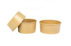 China Hot & Cold Round Kraft Paper Bowls Custom Water Based Ink Flexo Printing supplier