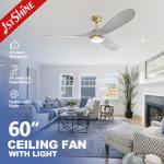 low Noise 60 Ceiling Fan 3 Blade Solid Wood Hotel Smart Dc dimmable Led for sale