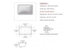 China Vanity American Standard Rectangle Undermount Sink 600mm White Ceramic supplier