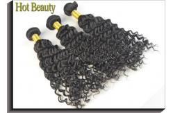 China Custom Natural Black Remy Virgin Human Hair Extensions Deep Wave supplier