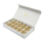 Custom Gold Stamping White Rigid Paper Box Magnetic Closure Golden Packaging Box Luxury Chocolate Gift Boxes for sale