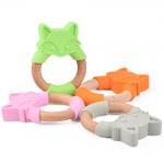 Green Natural Rubber Teether Durable Silicone Teething Rings for sale