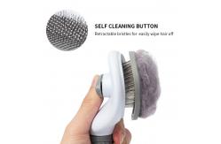 China Blue Self Cleaning Dog Brush Dog Hair Deshedder With Massage Function supplier