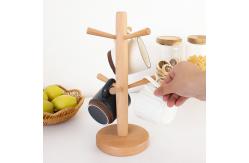 China Wooden Bulk Kitchen Supplies Coffee Mug Rack Countertop Tree With 6 Hooks supplier