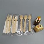 Eco Friendly Disposable Wood Cutlery Wooden Knife Fork Spoon Set With Bag for sale