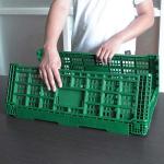 Green Collapsible Fruit Plastic Crates Portable For Home Shopping