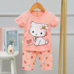 Cartoon Pink Children'S Sleep Wear / Short Short Pj Set 70cm 75cm Bust 5% Spandex for sale