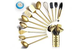 China Gold Stainless Steel Spatula Set CU Approved Multiusage Titanium Plating supplier