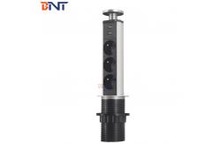 China Vertical Desk Power Outlet 3 Ways EU Power Pneumatic Pull Up Power Socket supplier