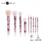 China 9pcs Beauty Synthetic Hair Cosmetic Brush Set Full Rolling Printing Metal Handle manufacturer
