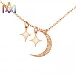 Boho Style Hypoallergenic Moon And Star Pendant Necklaces With 55CM Chain for sale