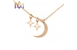 China Boho Style Hypoallergenic Moon And Star Pendant Necklaces With 55CM Chain supplier