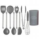 9 Pieces SS Handle Silicone Non Stick Utensils Set Lead Free