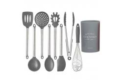 China 9 Pieces SS Handle Silicone Non Stick Utensils Set Lead Free supplier