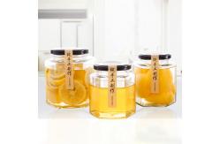 China 280ml Clear Hexagonal Shape Glass Jam Jar With Screw Top Lid Machine Made supplier