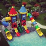 China Children Park Playground Equipment Kindergarten Aqua Park Water Games Pool Outdoor Playground Plastic Slide for sale