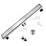 Brushed Silver Stainless Steel Shower Channel Drain With Tile Insert Grate for sale