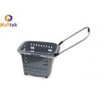 Supermarket Foldable Rolling Shopping Baskets With Aluminium Handle for sale