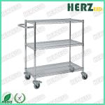3 Layers Stainless Steel Wire Shelves , ESD Trolley For Control EPA Internal Transport Risks for sale