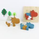 Silicone and wooden jigsaw puzzle standing animal hippo puzzle kid toys for child playing for sale