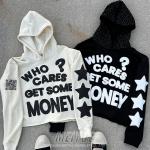 Regular Streetwear Rhinestone Hoodie Drop Sleeve Hoodie Pullover Anti Pilling for sale