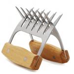 Metal Meat Shredder Claws Stainless Steel Meat Forks with Wooden Handle for Shredding for sale