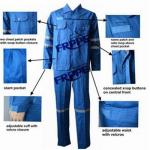 Cotton Blue Fireproof Boiler Suit With Reflective Trim for sale